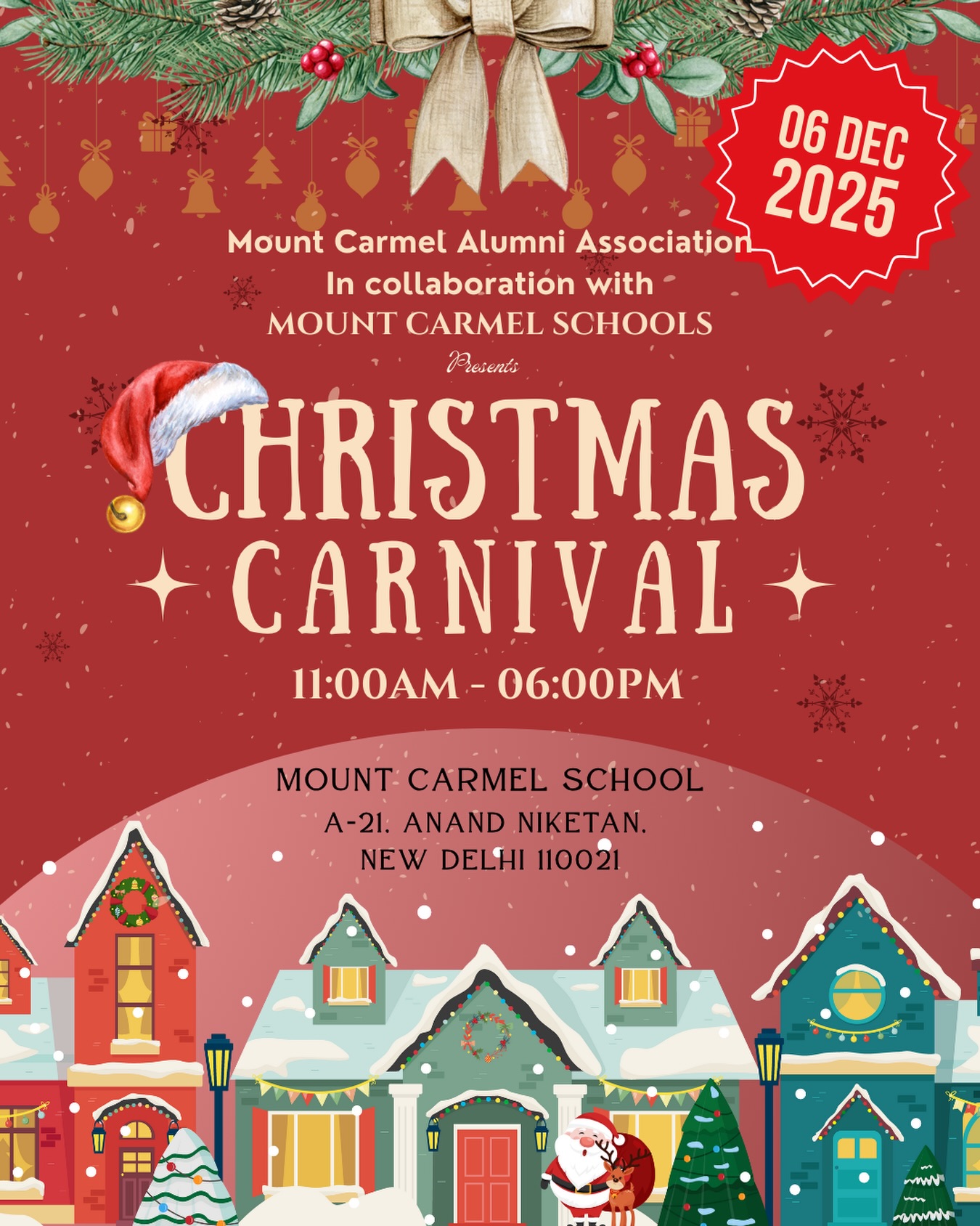 🎉 Dive into fun activities, music & festive games! 🎶🎄✨

🛍️ Explore festive pop-ups featuring multiple well-known brands — perfect for holiday shopping and delicious treats! 🍩☕🌯

🎅 Celebrate the season in true Mount Carmel style! ❤️💫

#ChristmasCarnival #MCSChristmasCarnival #MountCarmelSchool #DelhiEvents #ChristmasInDelhi