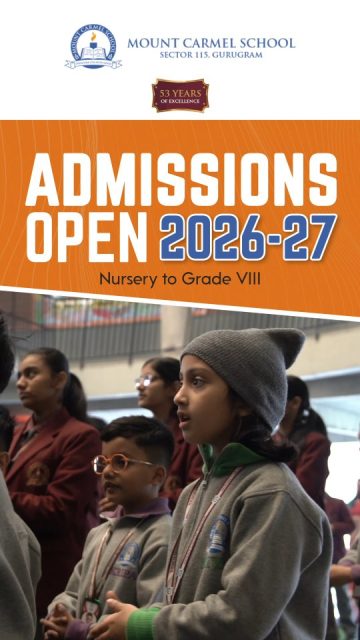 Mount Carmel School, Sector 115, Gurugram invites applications for the academic session 2026–27, from Nursery to Grade VIII.

With a legacy of 53 years of excellence, the school continues to nurture curious minds, strong values, and a lifelong love for learning.

Admissions now open.

#MountCarmelSchool #AdmissionsOpen #SchoolEducation #GurugramSchools